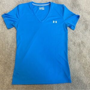 Under Armour Heat Gear blue short sleeve V-neck T-shirt Semi-Fitted top Sz S/M